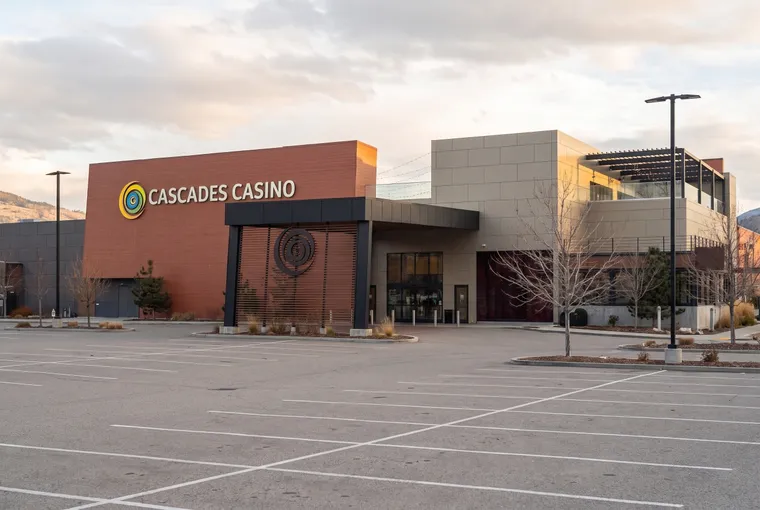 Casino across an empty parking lot on an autumn afternoon